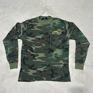 Rare Vintage 1980s Camel Cigarettes Camo Shirt Hunting Trucker SZ M USA